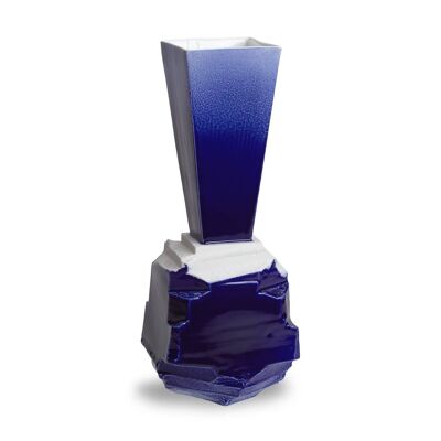 Blaue Vase, handglasiert.
