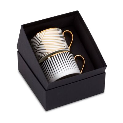 Boxed Coffee Cup Set. Pair of glazed fine bone china cups