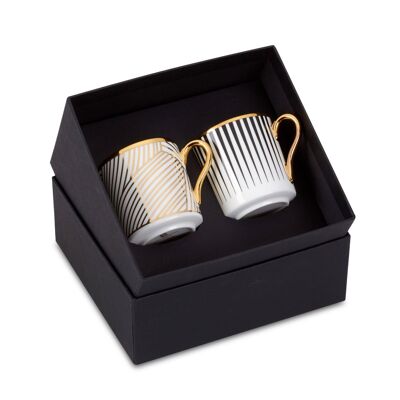 Verpacktes Espressotassen-Set. Paar Tassen aus glasiertem Fine Bone China