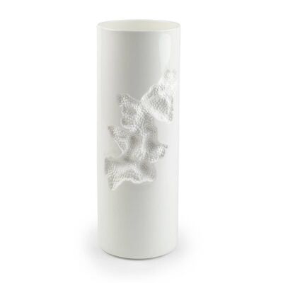 Vase aus feinem Knochenporzellan, glasiert und Biskuit-Finish (positiv)