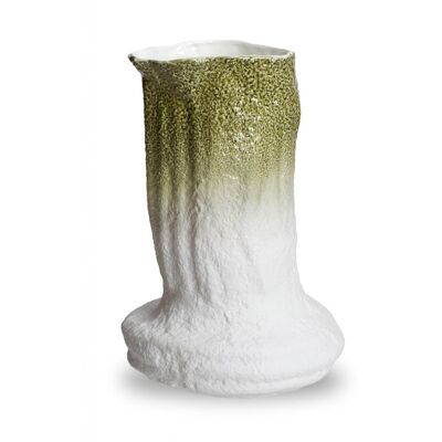 Hand glazed, fine bone china green Vase
