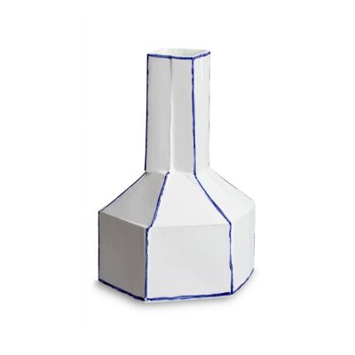 Handglasierte Vase aus feinem Knochenporzellan (Linien)