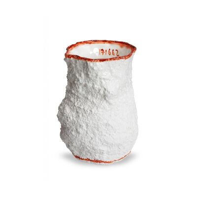 Vaso in fine bone china smaltato a mano (rosso)