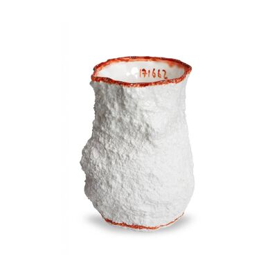 Handglasierte Vase aus feinem Knochenporzellan (rot)