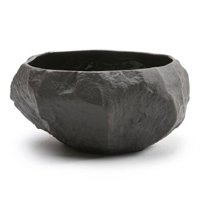 Schale aus schwarzem Steinzeug mit mattem Finish
