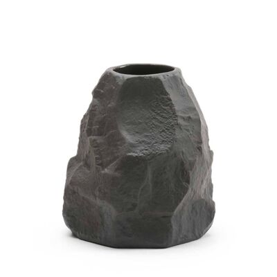 Sträußchenvase aus schwarzem Steinzeug mit mattem Finish