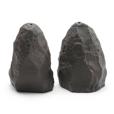 Salz- und Pfefferstreuer aus schwarzem Steinzeug mit mattem Finish