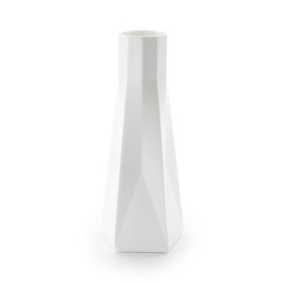 Hohe Vase aus weißem Fine Bone China mit mattem Finish