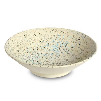 Medium, glazed, blue serving bowl