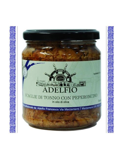 Scaglie di Tonno Siciliano con Peperoncino con Olio d'Oliva - Adelfio