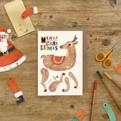 Cartolina di Natale A5 con coppiglia e renna