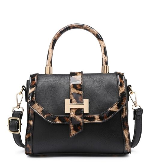 Quality Animal Print Women Cross body Bag Flap Over Shoulder bag Smart  Messenger Travel Organizer Satchel  Bag with adjustable Strap- A36851 black