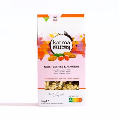 organic oat flakes with berries and almonds | 8x 300g | Nutri-score A & vegan