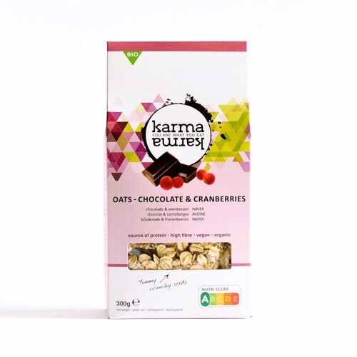organic oatmeal chocolate nuts & cranberries | 8x 300g | Nutri-score A & vegan