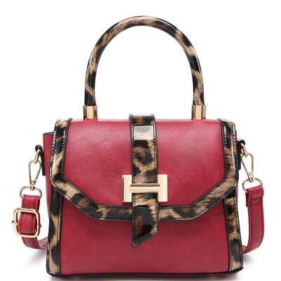 Calidad Animal Print Mujer Crossbody Bag Flap Over Shoulder bag Smart Messenger Travel Organizer Satchel Bag con correa ajustable- A36851 rojo