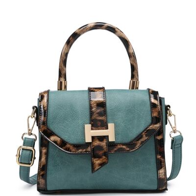 Borsa a tracolla da donna con stampa animalier di qualità Borsa a tracolla con patta e tracolla Smart Messenger Borsa da viaggio con tracolla regolabile - A36851 blu