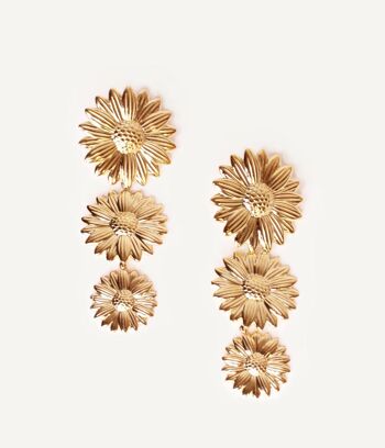 Boucles d’oreilles à pendants fleurs Marguerite Or | Bijoux faits main en France 3