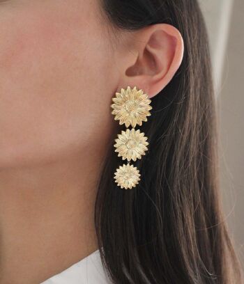Boucles d’oreilles à pendants fleurs Marguerite Or | Bijoux faits main en France 5