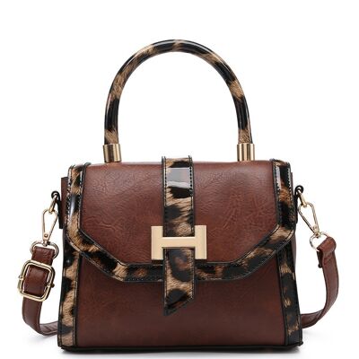 Quality Animal Print Women Cross body Bag Flap Over Shoulder bag Smart  Messenger Travel Organizer Satchel  Bag with adjustable Strap- A36851 dark brown