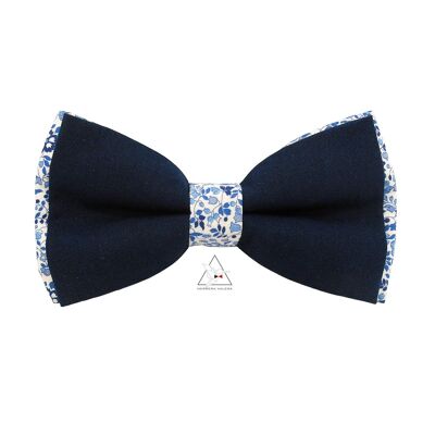 Battoir bow tie in navy blue fabric and Liberty Katie & Millie blue