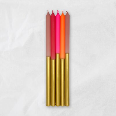 Dip Dye Candles / Goldy Explosion / 25 cm / Set of 5