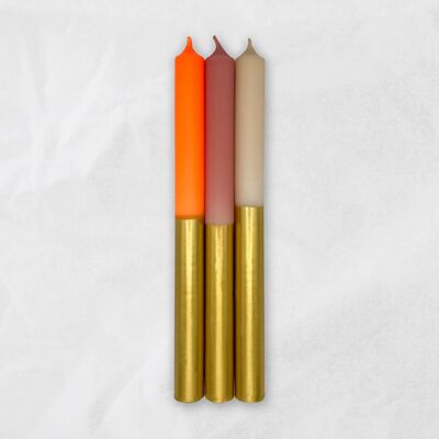 Candele Dipe Dye / Goldy Warm Mix / 25 cm / Set di 3
