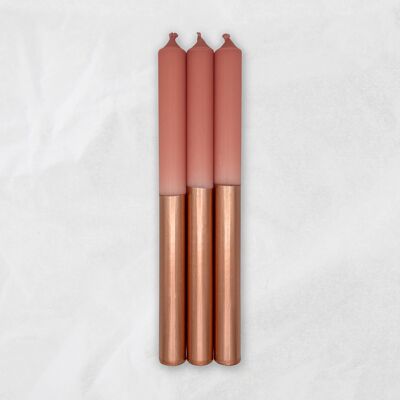 Dip Dye Candles / Copper x Blush / 25 cm / Set of 3