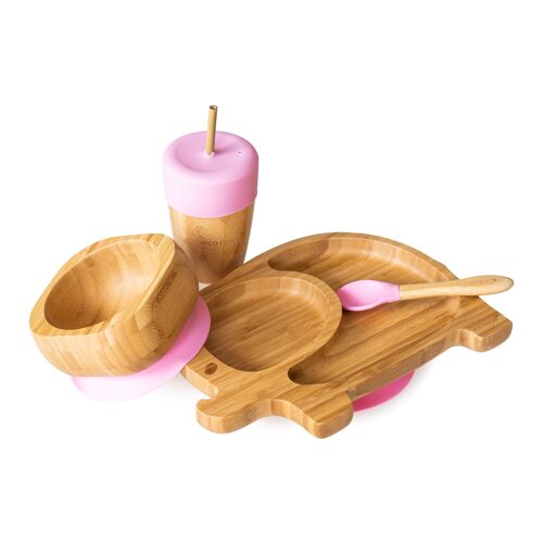 Elephant Plate, Straw Cup, Bowl & Spoon Gift Set
