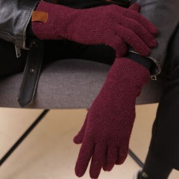 Gants en laine HUBERT Bordeaux 2