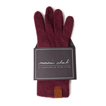 Gants en laine HUBERT Bordeaux 4