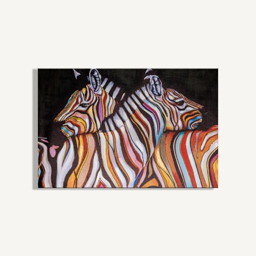 Pintura cebras multicolor - 80x3x120cm