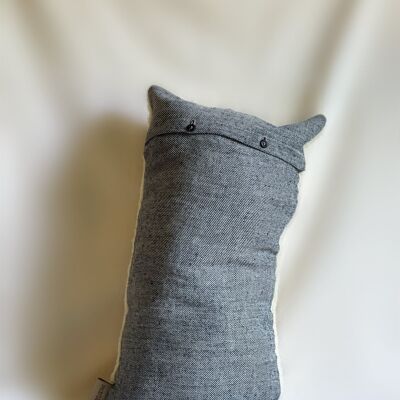 Bi-material cushion "The voluptuous" wool & indigo hemp