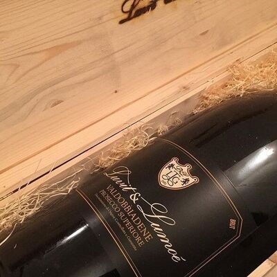Prosecco 12 Liters Balthazar - Branded Wooden Case with Fire Marking