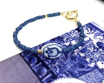 Bracelet bleu avec perle bleu de Delft / Collection Hollande 1