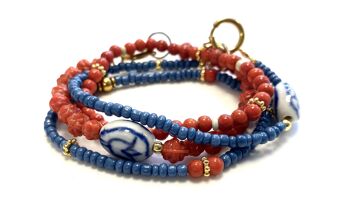 Bracelet corail avec perle bleu de Delft / Collection Hollande 4