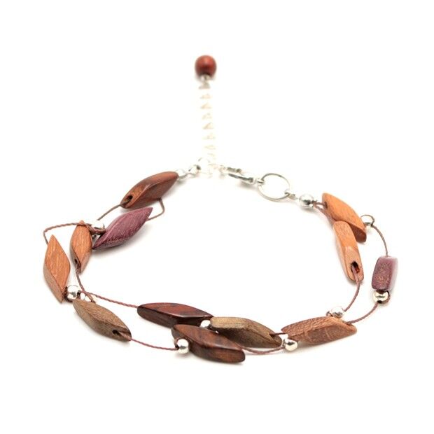 Bracciale doppio in legno multicolore Zaia
