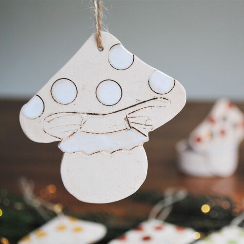 Christmas tree  decoration  -  White Mushroom