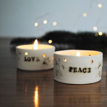 Porte-bougies chauffe-plat de Noël - Peace Joy Love - Lot de trois 2