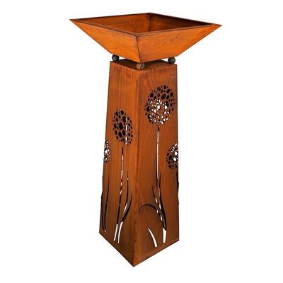 Rust flower column with dandelion motif | Garden decoration column with plant bowl 50 x 50 cm 15 cm depth