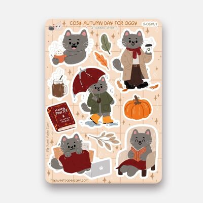 Stickers A6 - Cozy Autumn Day for Oggy