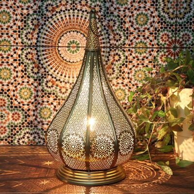 Lampe orientale Monza Gold 2en1 lampe de table bougeoir lanterne