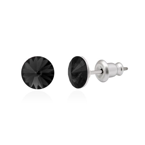 Crystal stud earrings with titanium pin, color black crystal