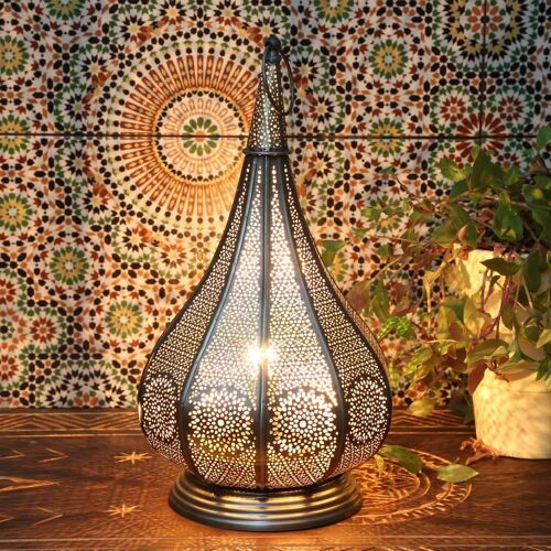 Orientalische Tischlampe Monza Silber 2in1 Kerzenhalter & Lampe