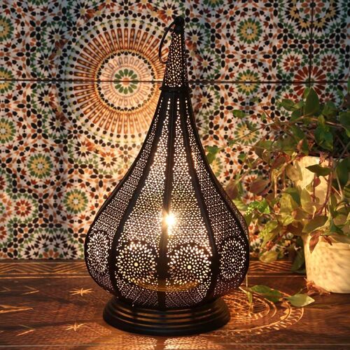 Orientalische Tischlampe Schwarz 2in1 Kerzenhalter & Lampe | stehend & hängend