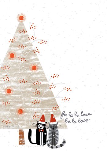 carte postale - décembre - 'chats de noël' 3