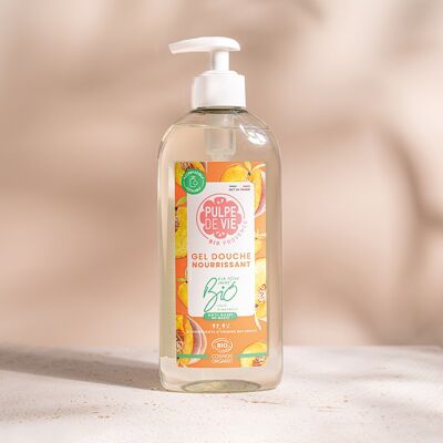 Gel de Ducha Nutritivo con Agua de Melocotón 400 ml, cosmética anti-residuos ecológica, formato recarga, Upcycling, PEACH PLEASE, fórmula natural