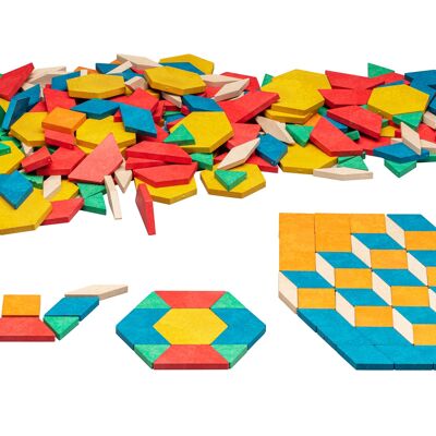 Bloques de patrones geométricos (250 piezas) | Simetría de mandala de RE-Wood®