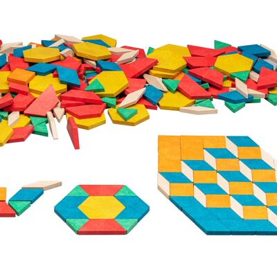 Geometrische Legeplättchen Pattern Blocks (250 Teile) | RE-Wood® Mandala Symmetrie
