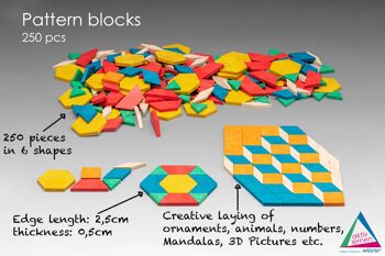 Blocs à motifs géométriques (250 pièces) | RE-Wood® Mandala Symétrie 4