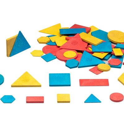 Conjunto grande de bloques lógicos (60 piezas) | Bloques de atributos RE-Wood® formas geométricas